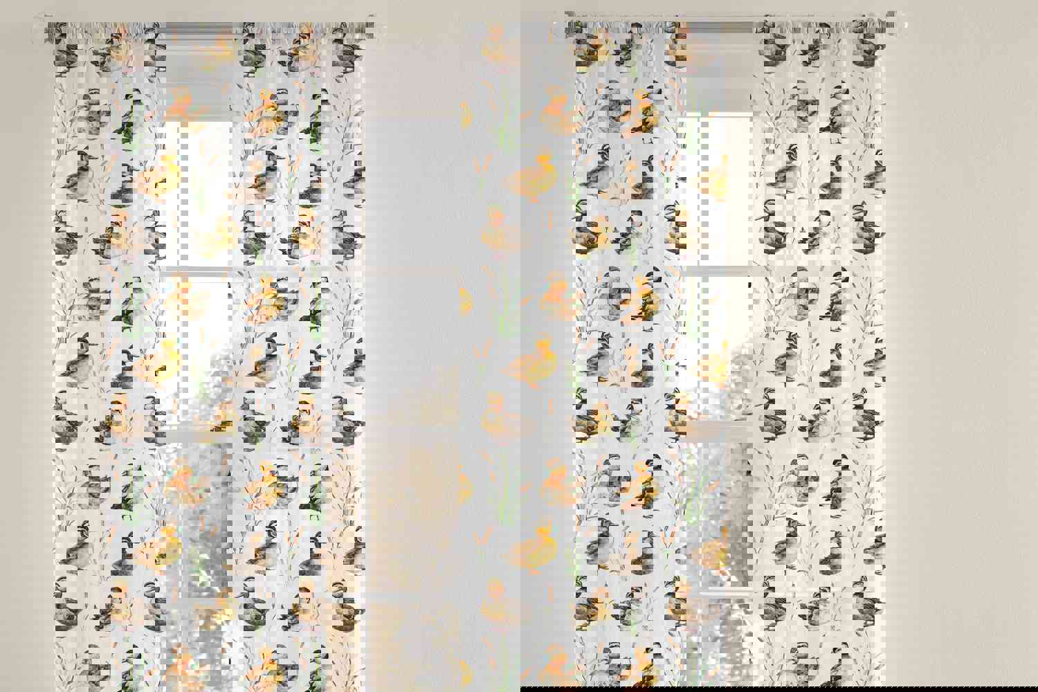 Ducks Sheer Curtain - Single Panel Duck Nursery Decor for Kids Room