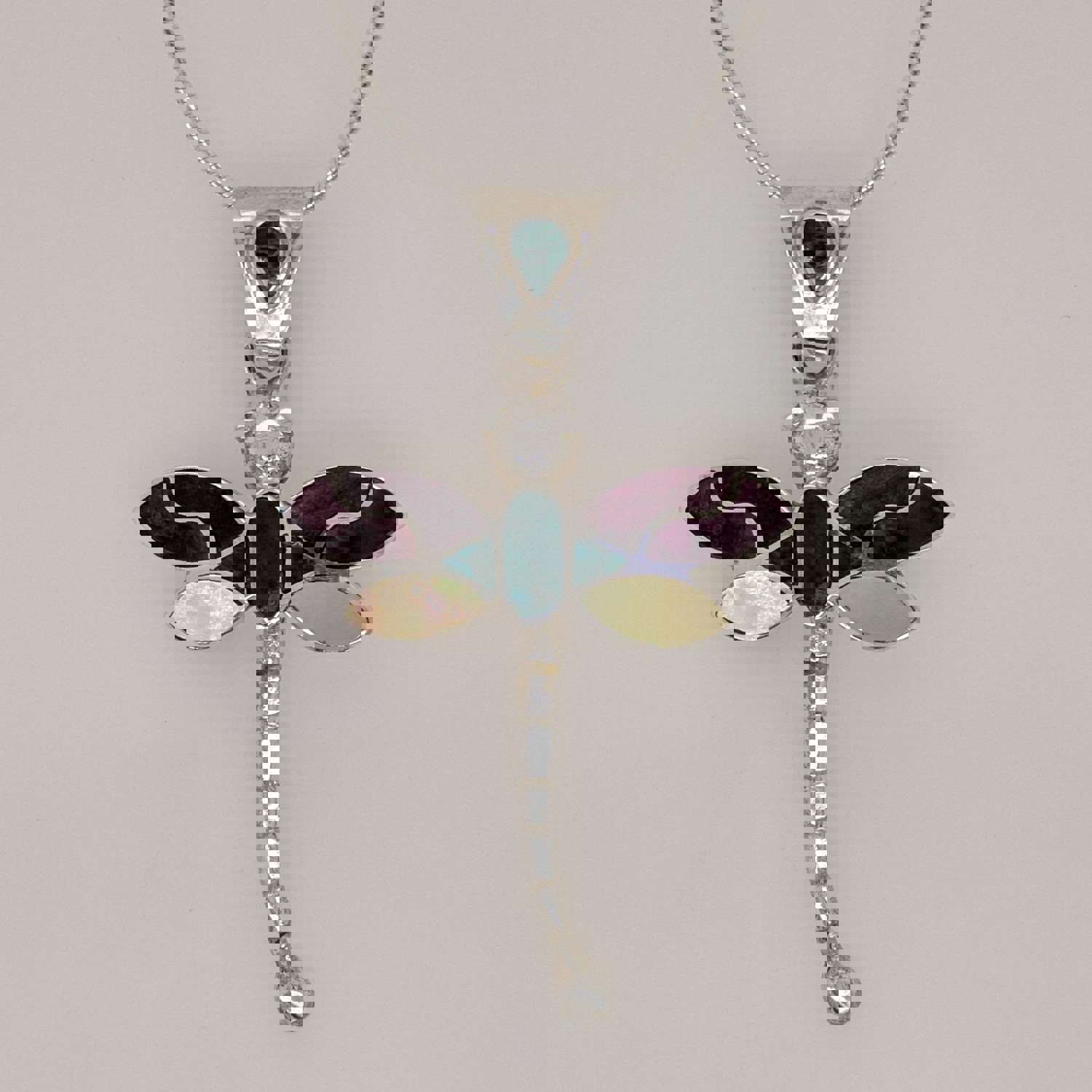 Sterling Silver Colorful Dragonfly Pendant