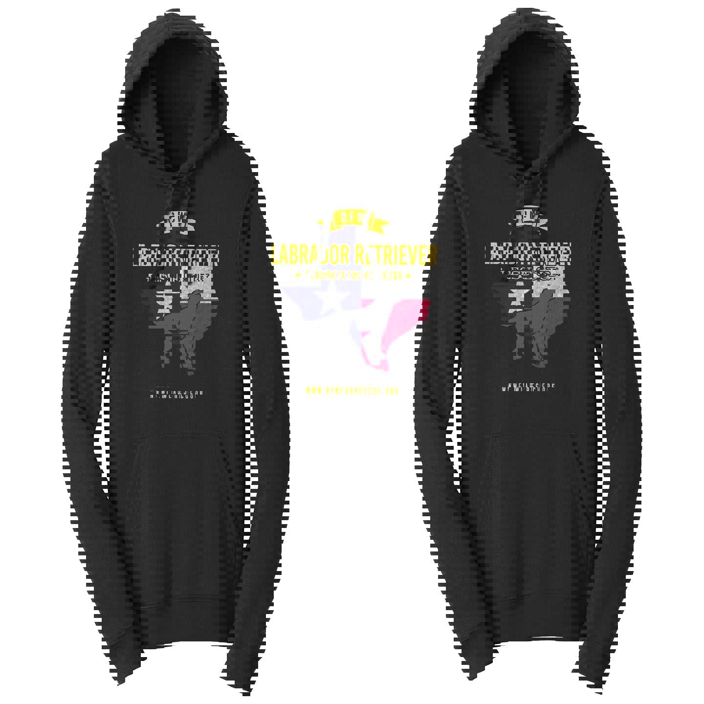 DFW LRRC Texas Flag Black Lab Logo - Adult Unisex Hoodie Sweatshirt