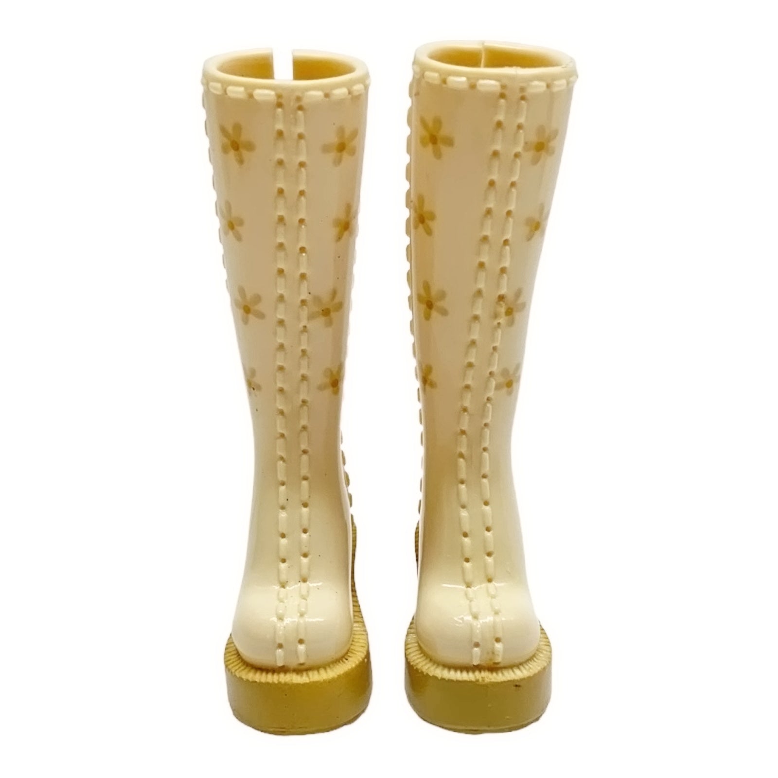 Mattel Barbie My Scene Doll Replacement Shoes - Tall Knee High Ivory Cream Floral Platform Boots