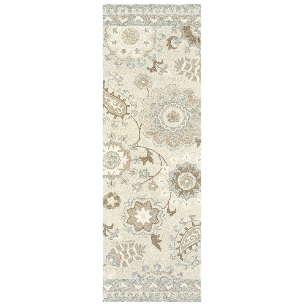 Oriental Weavers Craft 93005 Multicolor Rectangle Indoor Runner - Cozy Hand Tufted Floral Rug Made of 100% Wool
