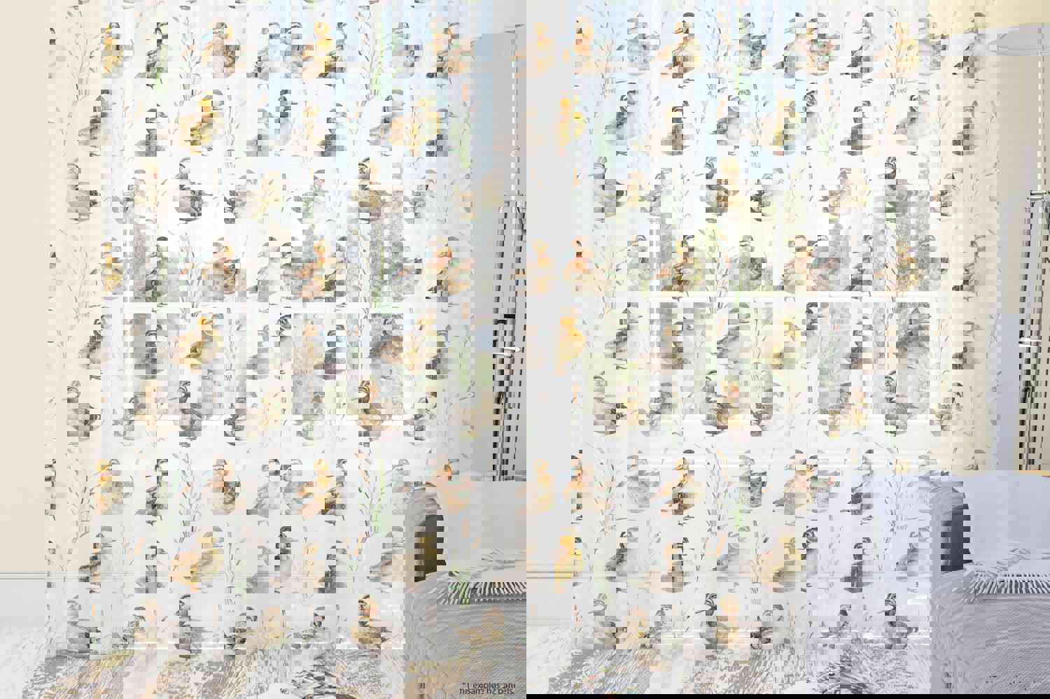 Ducks Sheer Curtain - Single Panel Duck Nursery Decor for Kids Room