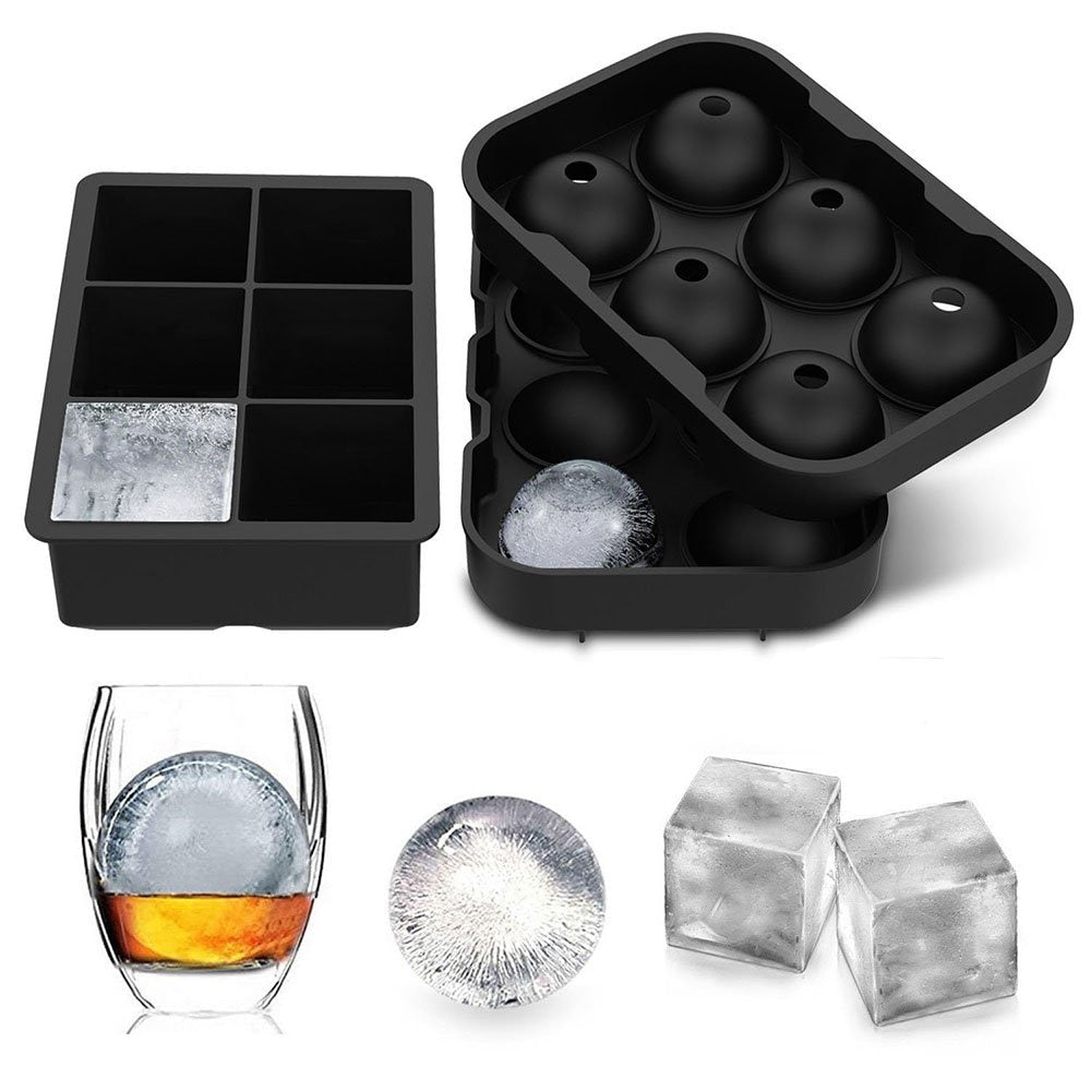 6 Grid Round Square Ice Cube Ball Maker for Whiskey & Cocktails