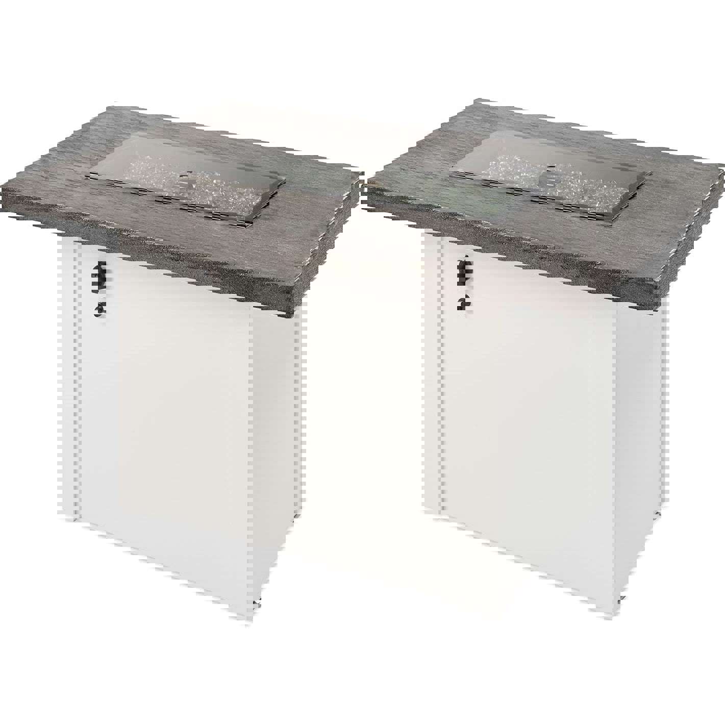 The Outdoor GreatRoom Company Stone Grey Havenwood Rectangular Gas Fire Pit Table with White Base | HVGW-1224-K