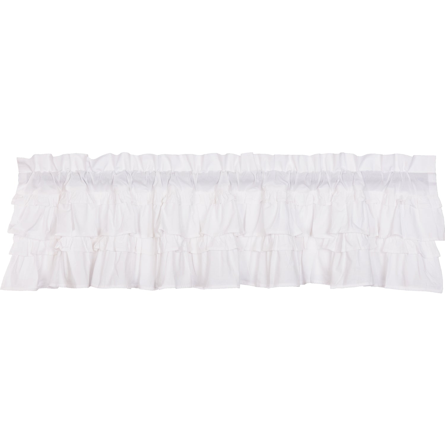 Muslin Ruffled Bleached White Valance 16x72 - Modern Farmhouse Window Decor