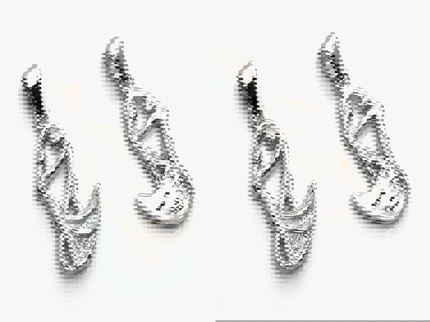 Sterling Silver CZ Micro Pave Dancing Couple Charm Pendant