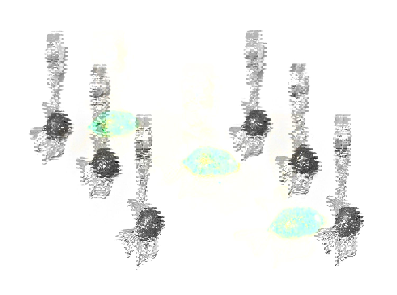 Silver Plated Glitter Green Fish European Charm Pendant for Jewelry Making