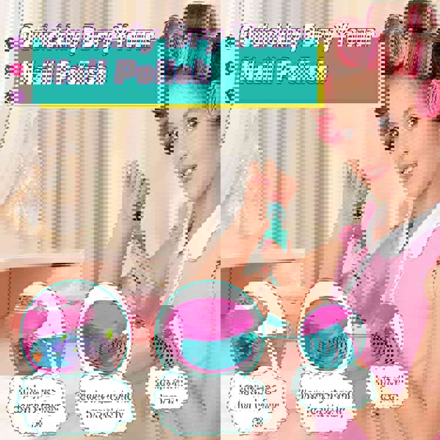 Amagoing Nail Art Kit for Girls, Kids Nail Polish Play Set with Nail Dryer, 2 in 1 Nail Pens, Sticky Cartoon Fake Nail, DIY Sticker, Glitter Powder, Nail Studio Decoration Birthday Gift for Kids Age 6-12