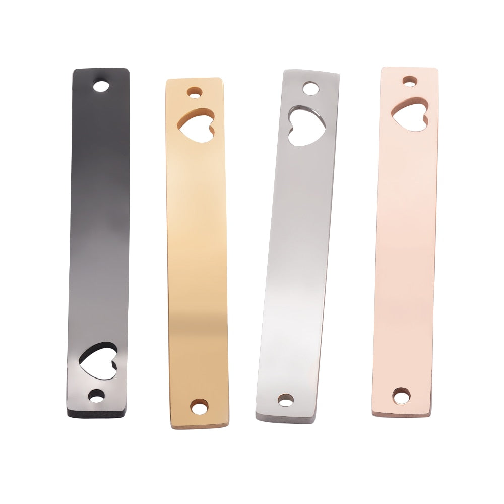 5Pcs Stainless Steel Mirror Polished Blank Bar Dog Tags Pendant for DIY Jewelry Making