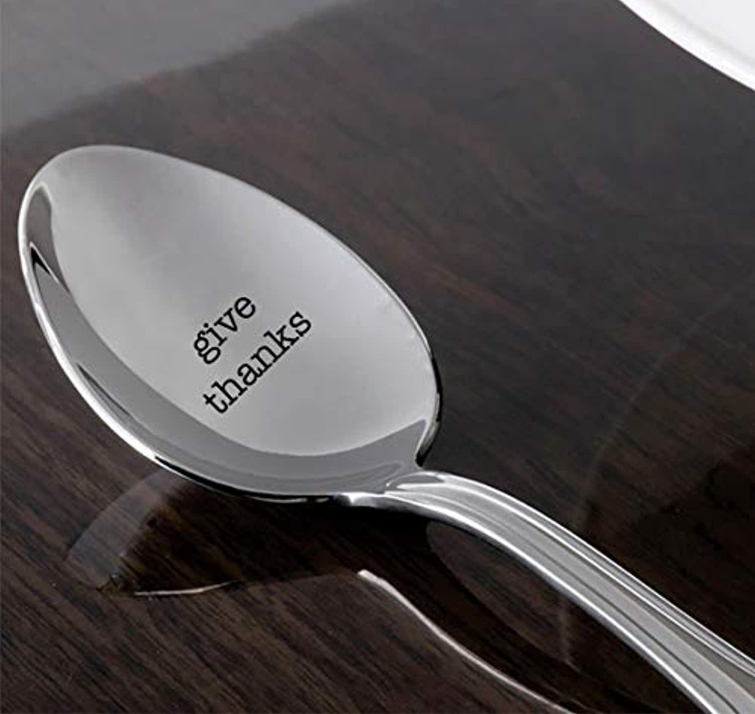Give Thanks Engraved Stainless Steel Spoon - Perfect Gift for Special Occasions