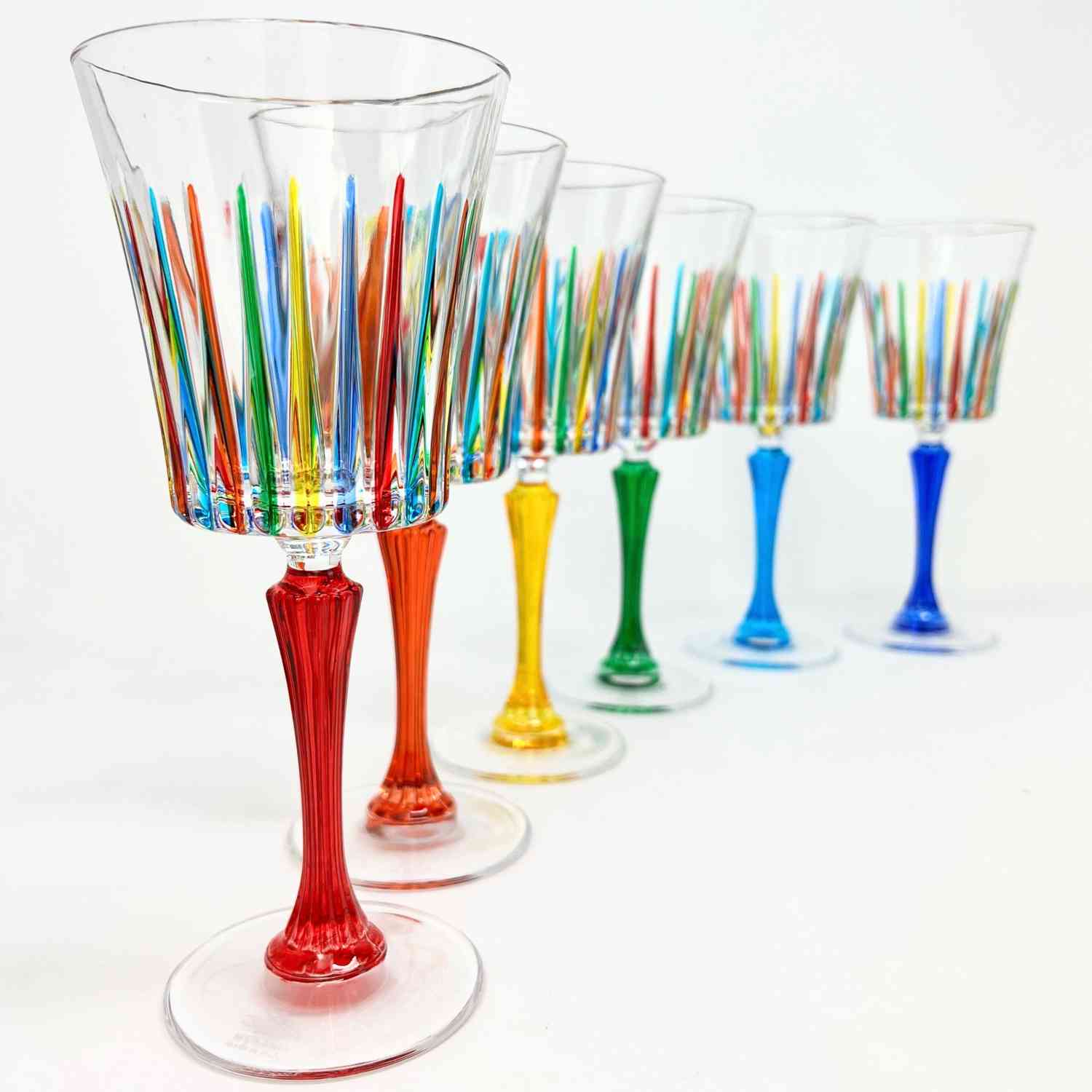 Timeless Hand-Painted Italian Crystal Wine Glasses, Set of 2 or 6
