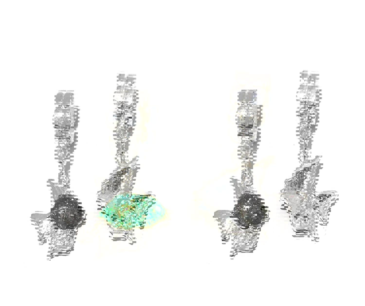 Silver Plated Glitter Green Fish European Charm Pendant for Jewelry Making