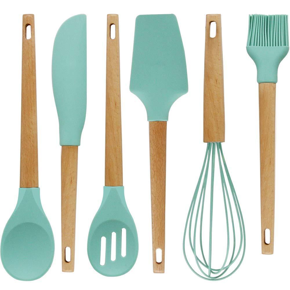 Premium Silicone Baking Utensils Set with Beech Wood Handles (6-Piece)