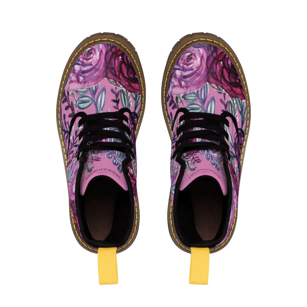 Pink Rose Floral Women's Winter Boots