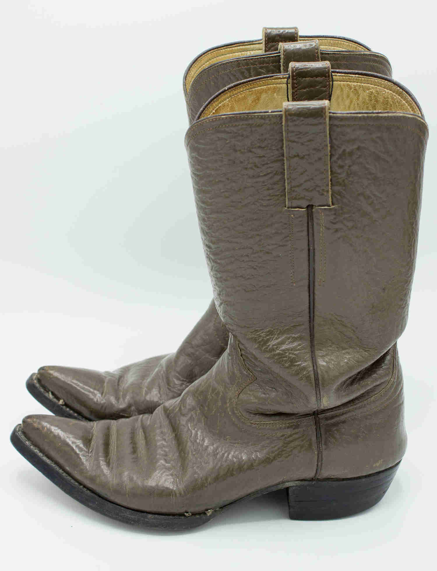 Vintage 60s Acme Brown Pointed Toe Cowboy Boots for Men - Size 8D