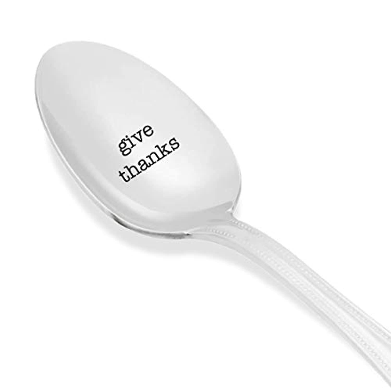 Give Thanks Engraved Stainless Steel Spoon - Perfect Gift for Special Occasions