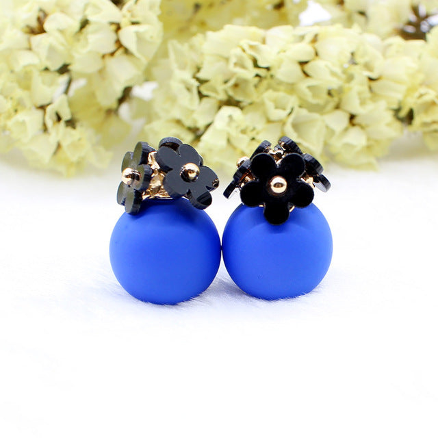 Fashion Simulated Pearl Ball Earrings - Double Side Stud Earrings for Women