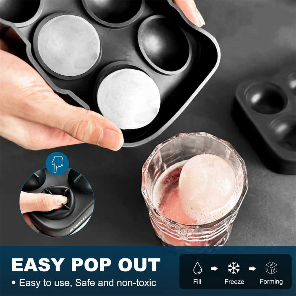 6 Grid Round Square Ice Cube Ball Maker for Whiskey & Cocktails