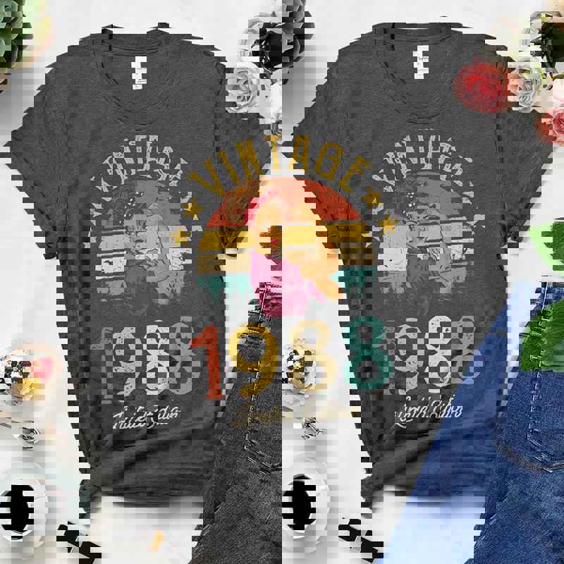 Vintage 1988 Women's T-Shirt - 34th Birthday Gift, Retro Black Cotton Tee for Mom, Wife, or Girlfriend