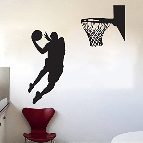 DNVEN 22x43 Inches Vinyl Basketball Players Slam Dunk Wall Decals Stickers for Kids Teens Rooms
