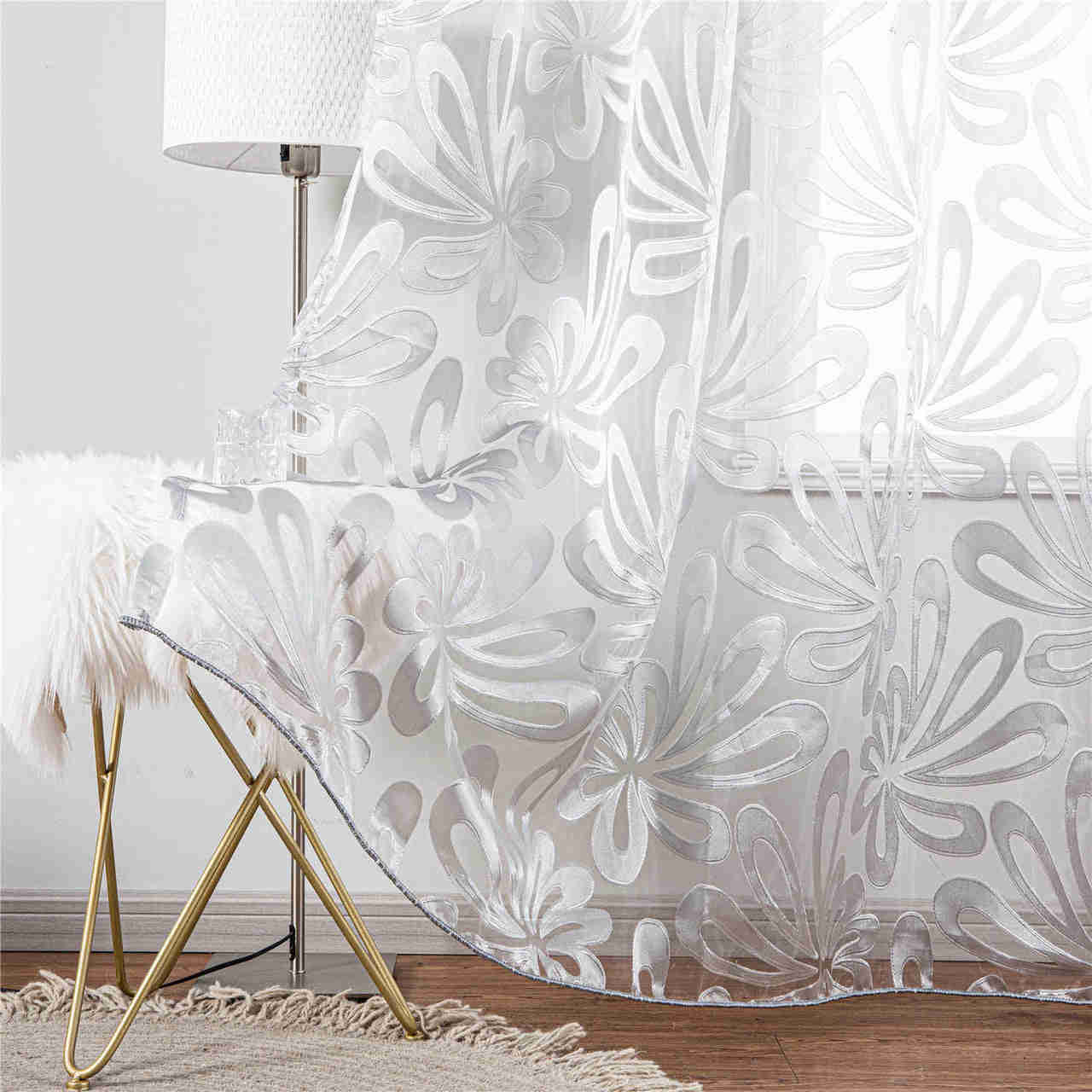 Sheer Curtain Panel White Window Treatments - Dolce Mela - Hamburg 60x100H