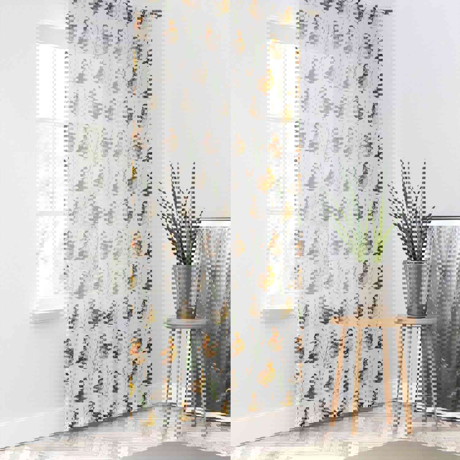 Ducks Sheer Curtain - Single Panel Duck Nursery Decor for Kids Room