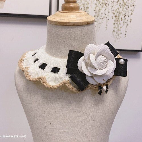 2022 New Handmade Knit Wool Collars Necklace Scarf for Small Medium Dogs and Cats