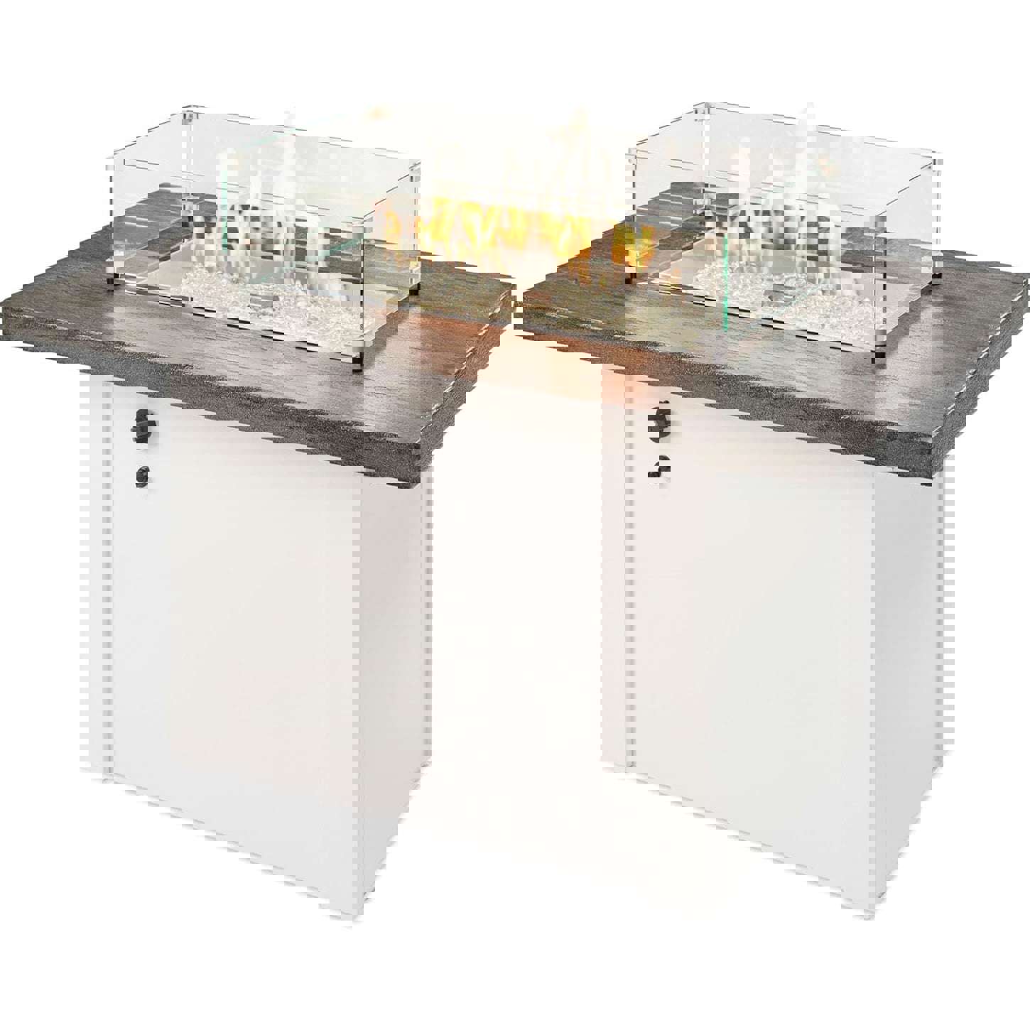 The Outdoor GreatRoom Company Stone Grey Havenwood Rectangular Gas Fire Pit Table with White Base | HVGW-1224-K