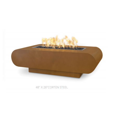 The Outdoor Plus La Jolla Rectangle Metal Fire Pit with Free Cover