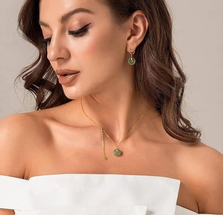 Gold Filled Hetian Jade Pendant Safe Buckle Necklace for Women