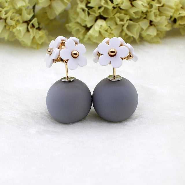 Fashion Simulated Pearl Ball Earrings - Double Side Stud Earrings for Women