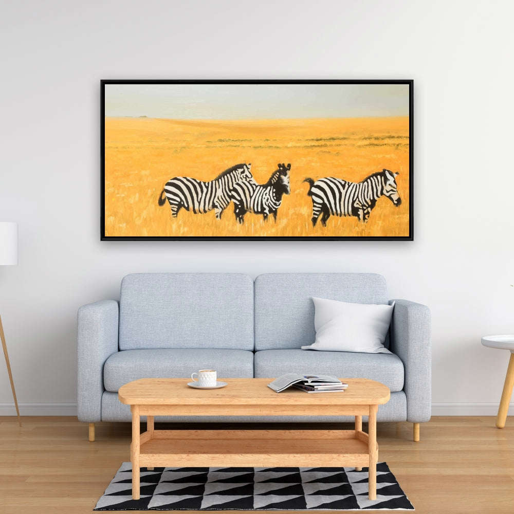 Herd Of Zebra - Fine Art Gallery Wrapped Canvas 16x48