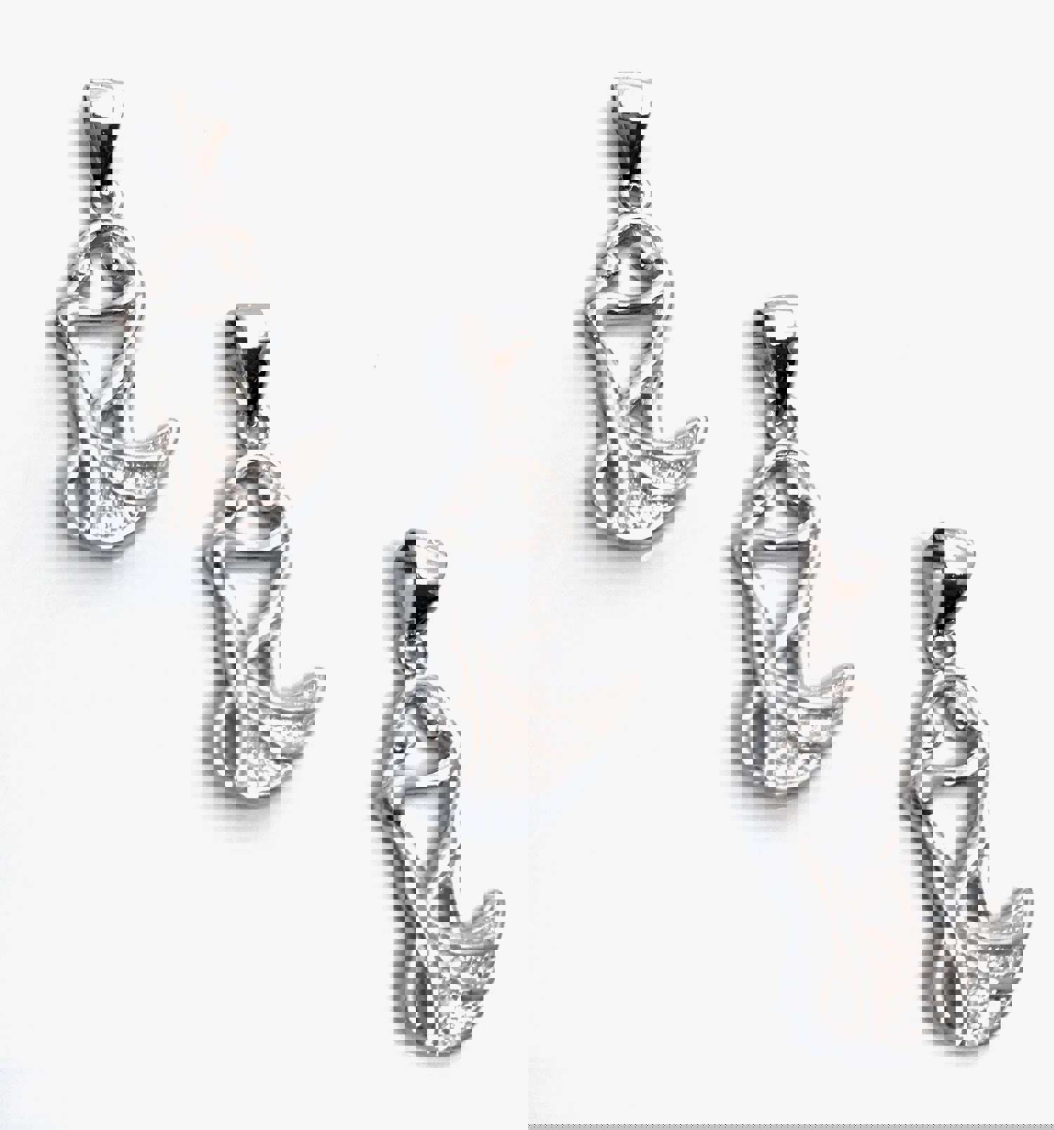 Sterling Silver CZ Micro Pave Dancing Couple Charm Pendant