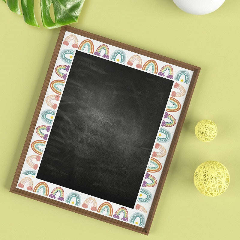 Craspire Rainbow Bulletin Board Border Stickers Roll - Colorful Trim Decor for Chalkboard & Wall