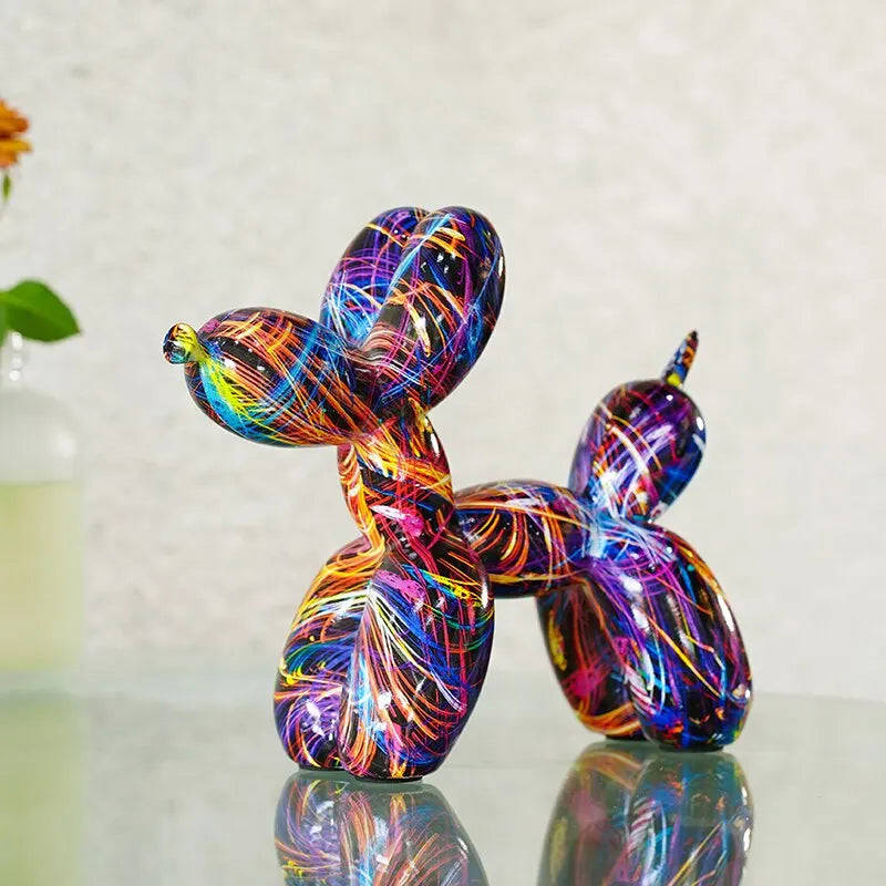 Resin Graffiti Balloon Dog Figurines for Home and Desktop Decoration