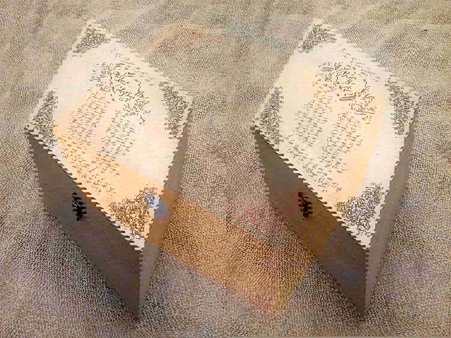 Personalized Wooden Jewelry Box with Custom Engraved Message - Anniversary Gift