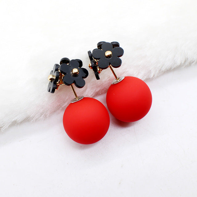 Fashion Simulated Pearl Ball Earrings - Double Side Stud Earrings for Women