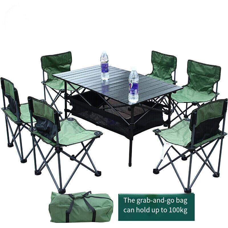 Outdoor Stall Portable Folding Table And Chair Set for 4 People - Ideal for Barbecue, Camping, and Travel