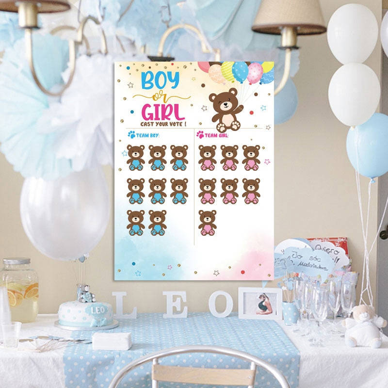 Baby Gender Reveal Party Voting Game Poster Board with Stickers