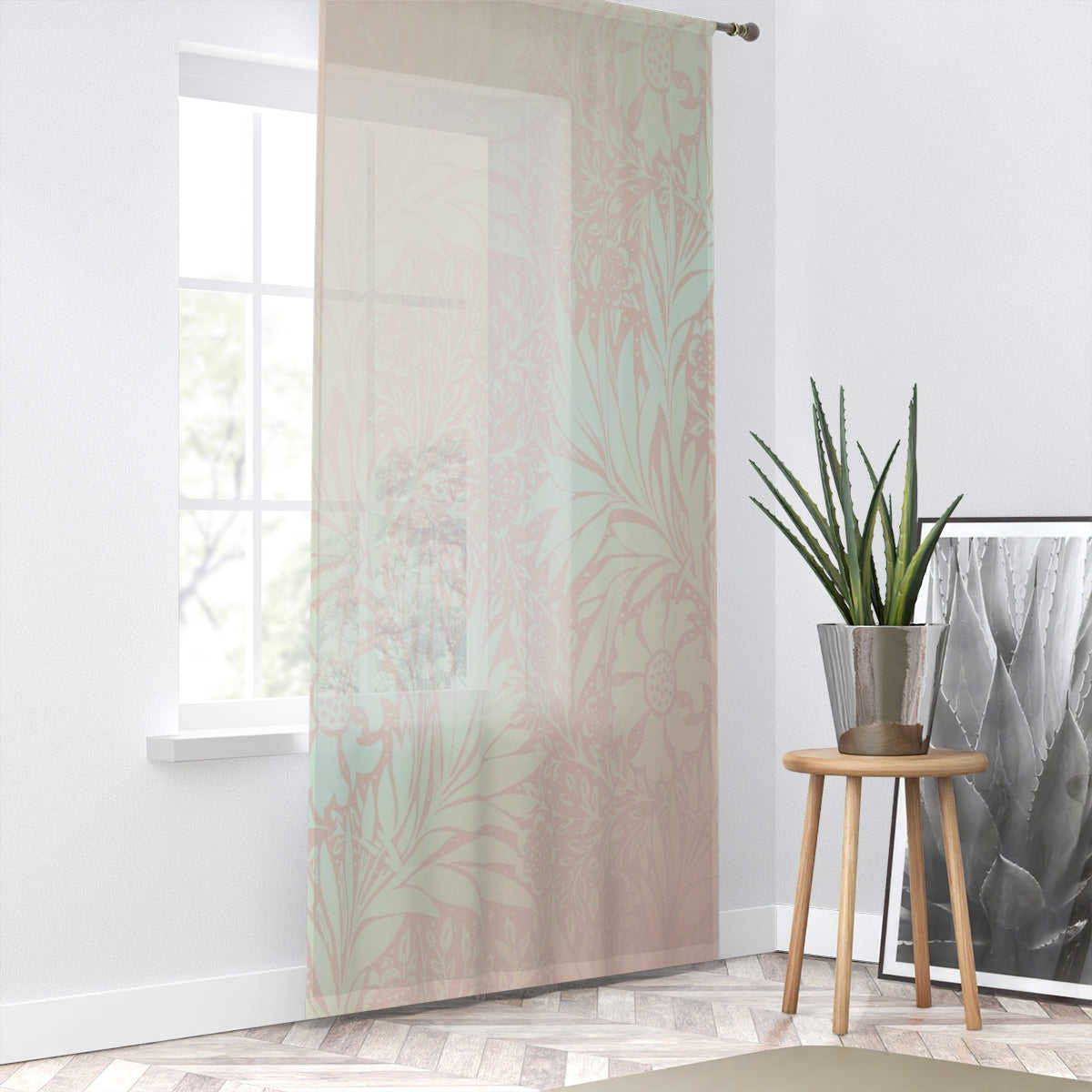 ROSE BROCADE FLOWER - SHEER Window Curtain