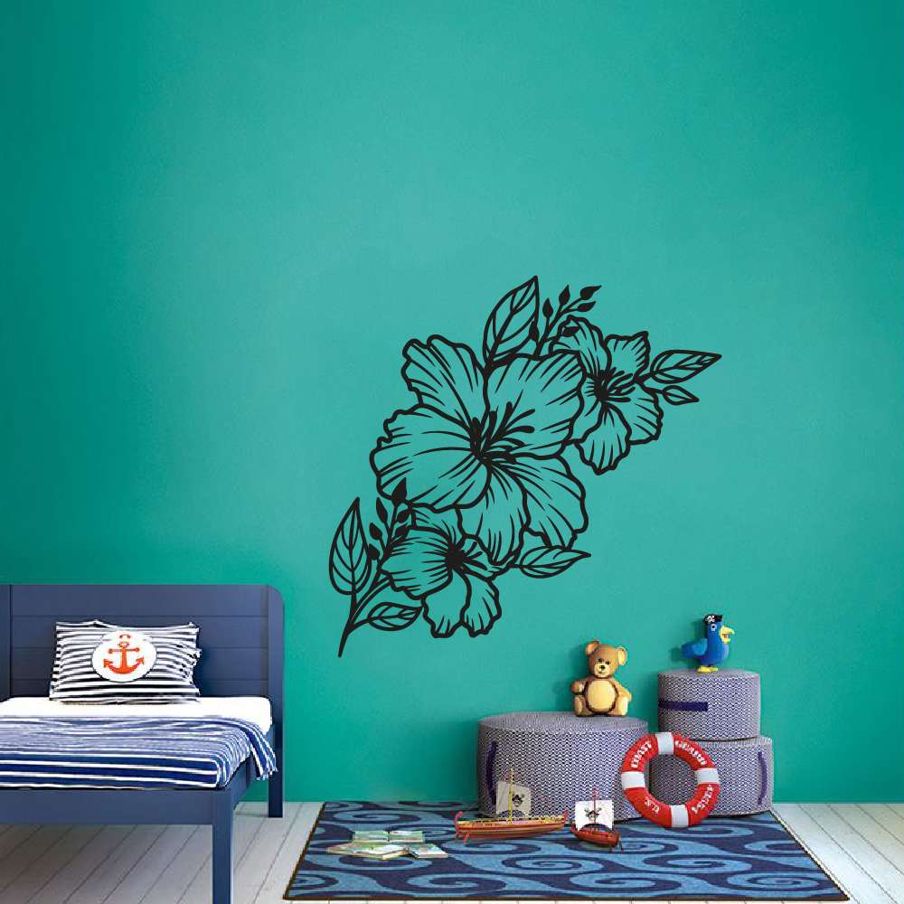 Flowers Floral Vinyl Wall Sticker - Gumamela Plant Spring Silhouette Decal
