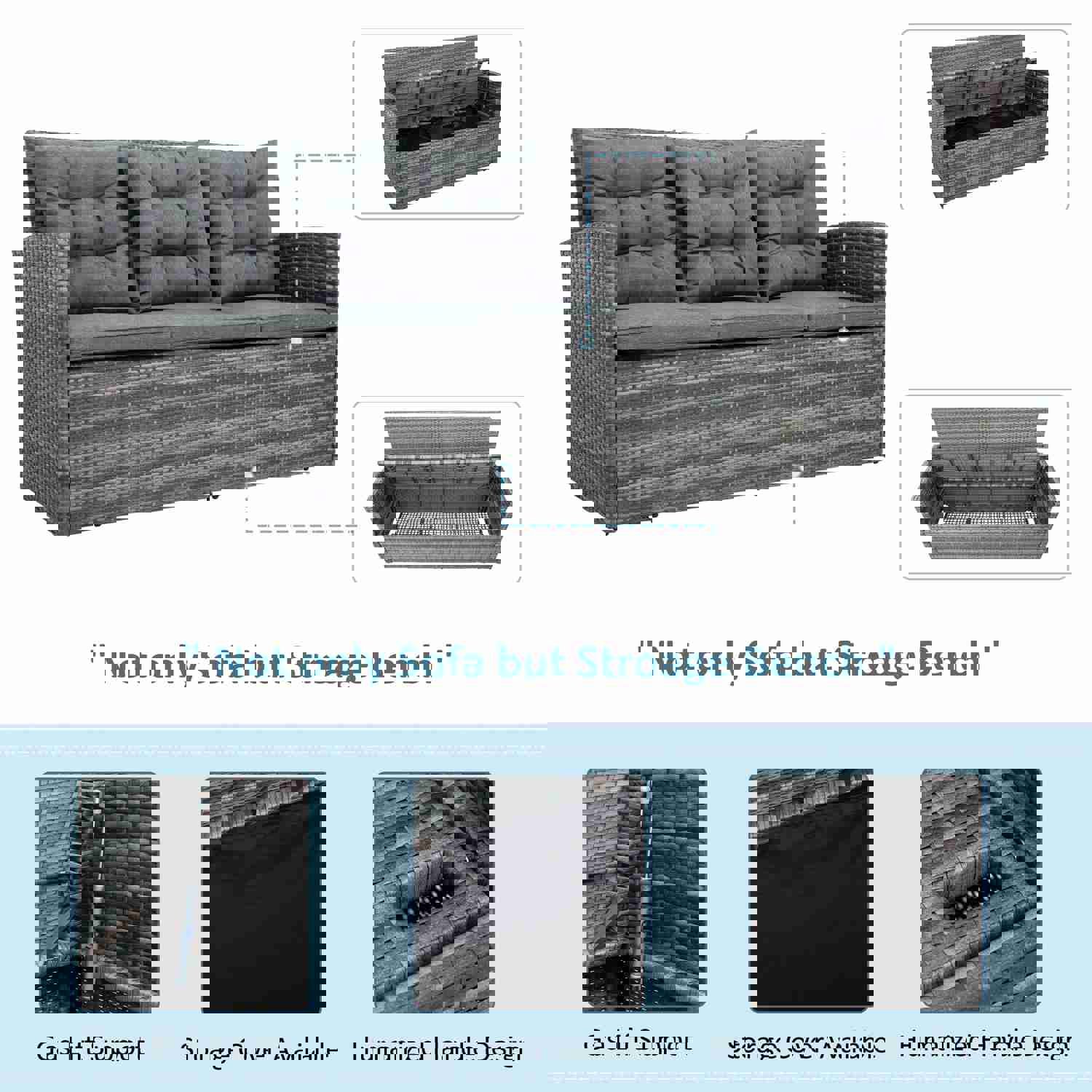 TOPMAX 5-piece Outdoor UV-Resistant Patio Sofa Set with Storage Bench