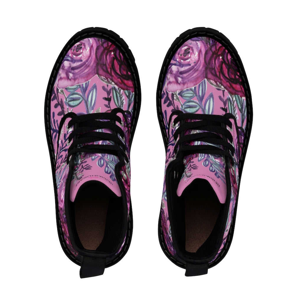 Pink Rose Floral Women's Winter Boots