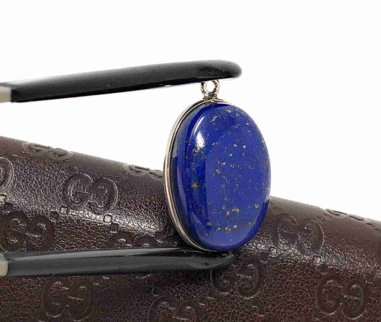 Sterling Silver Lapis Lazuli Charm for DIY Jewelry Making - 26x17x7mm