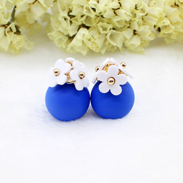 Fashion Simulated Pearl Ball Earrings - Double Side Stud Earrings for Women