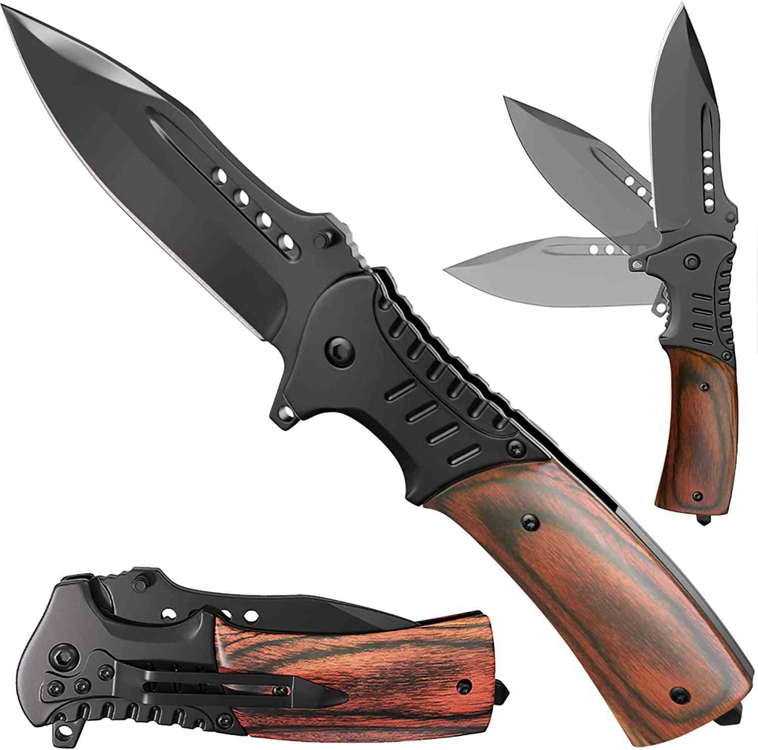 Spring Assisted Tactical Pocket Knife - EDC Folding Knife for Camping, Hunting, and Survival