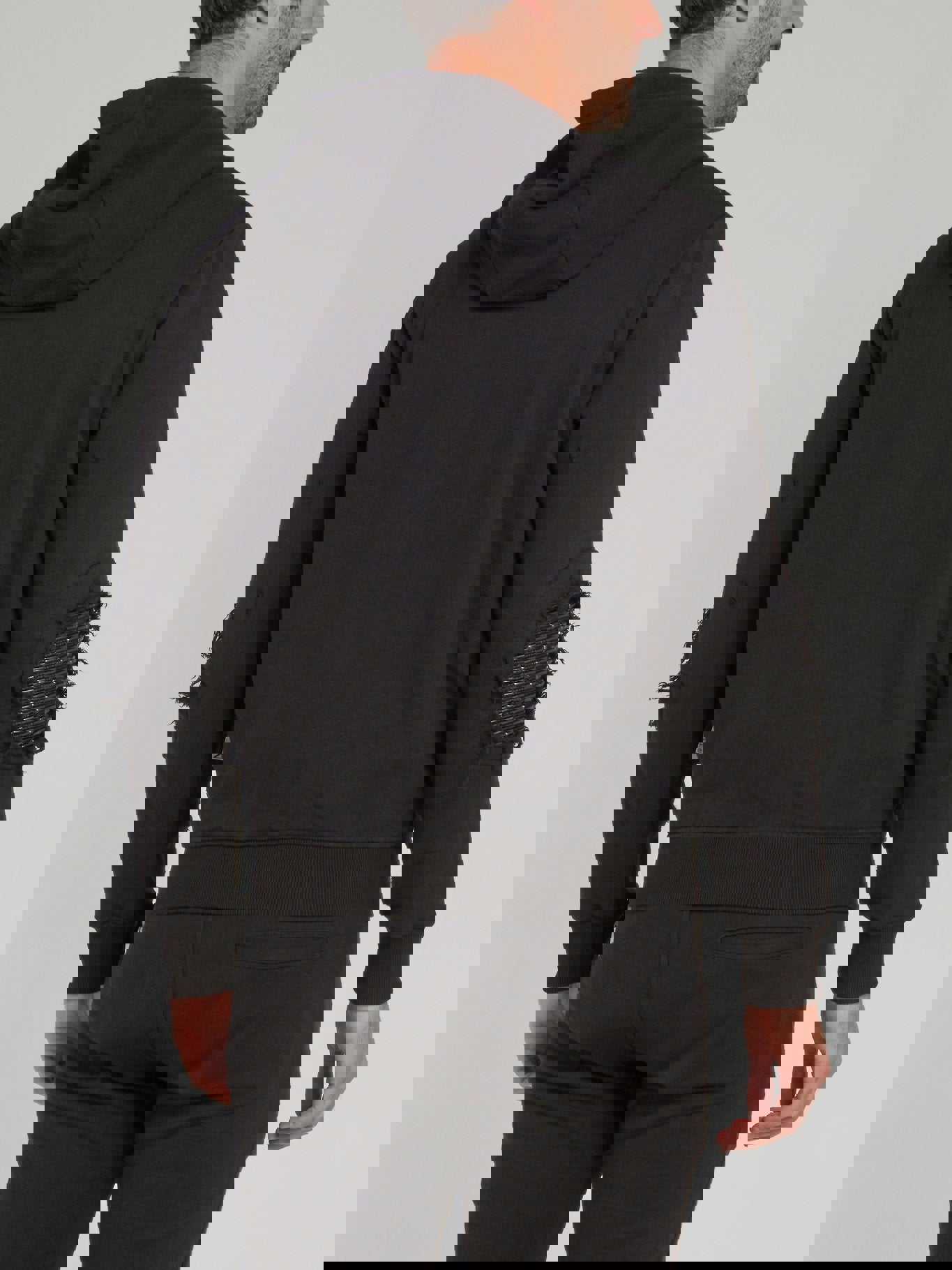 Black Distressed Hoodie Sweatshirt by Philipp Plein