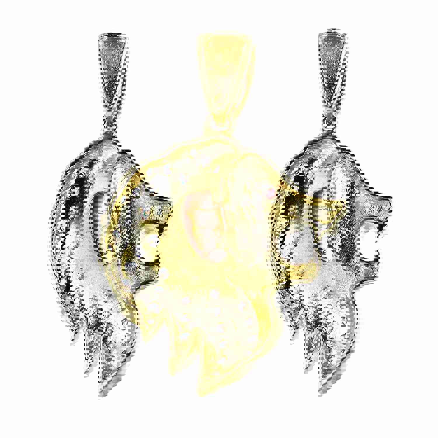 14K Gold Tricolor 38x25mm Lion Pendant