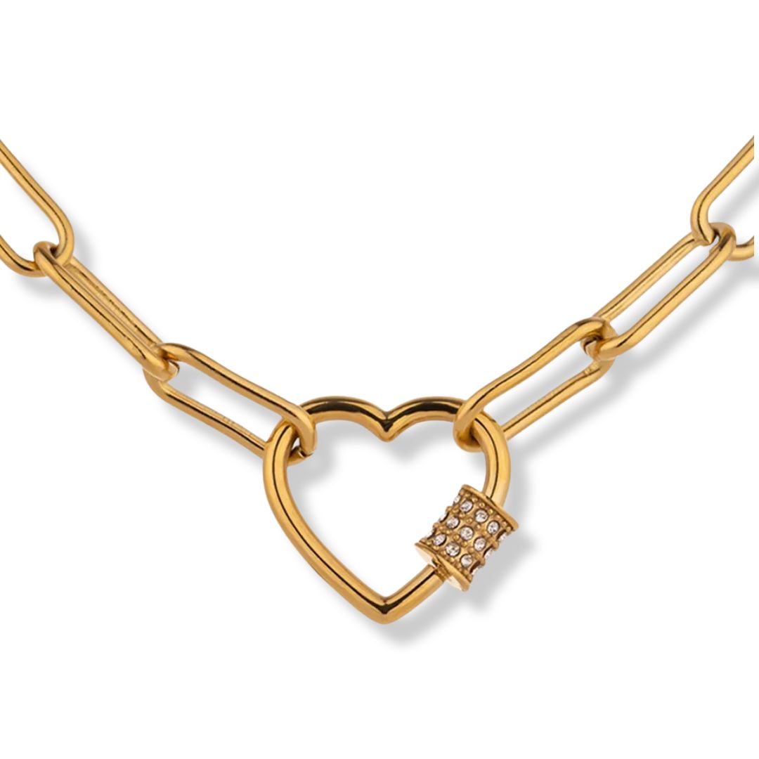 Dori Carabiner Heart Necklace - 18K PVD Love & Adventure Symbol