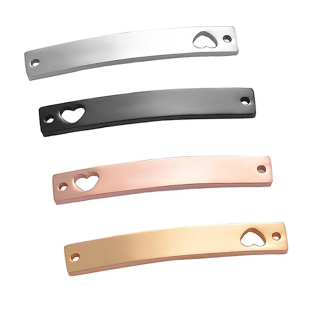 5Pcs Stainless Steel Mirror Polished Blank Bar Dog Tags Pendant for DIY Jewelry Making